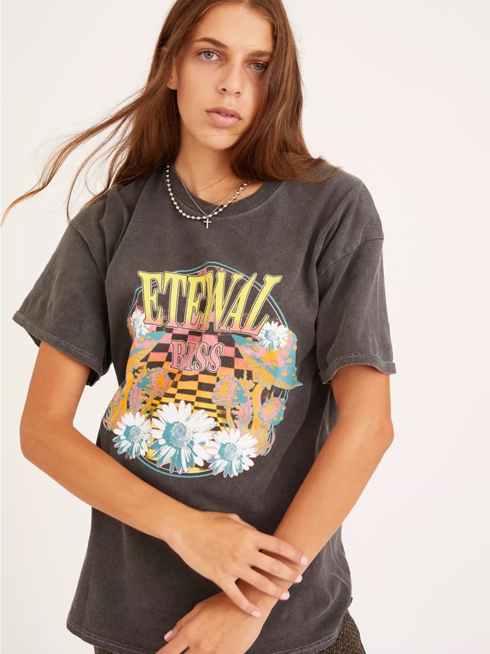 Urban Outfitters Charcoal 'Eternal Bliss' Graphic Tee